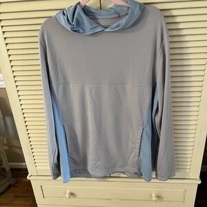 Men's Grey and Blue Hoodie